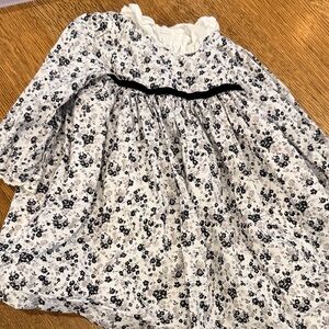 Janie and Jack White Floral Dress with Black Accents